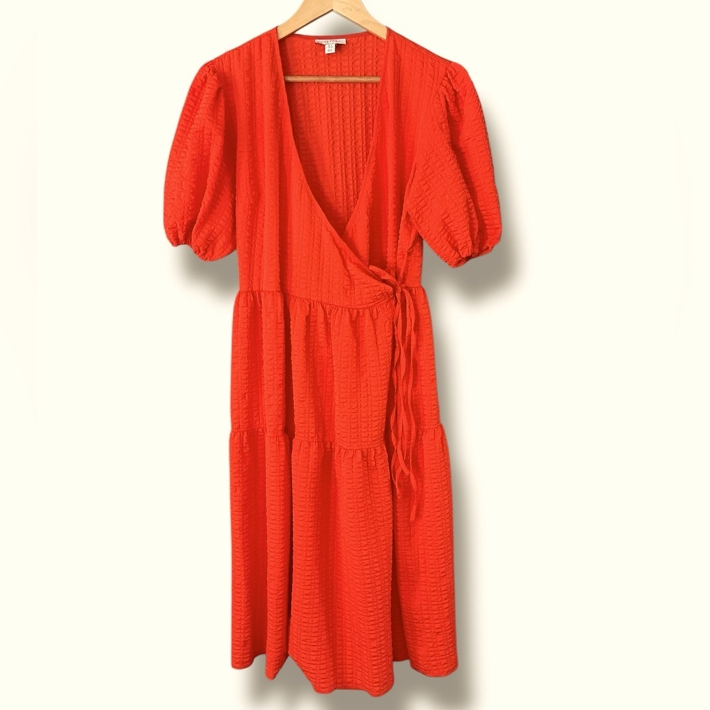 Topshop Red Wrap Midi Dress